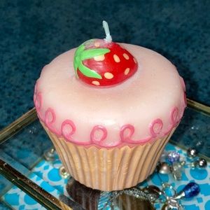 Cupcake Candle with Strawberry on top